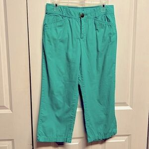 Christopher & Banks Green Stretch Cotton Comfort Waist Crop Pants Size 4